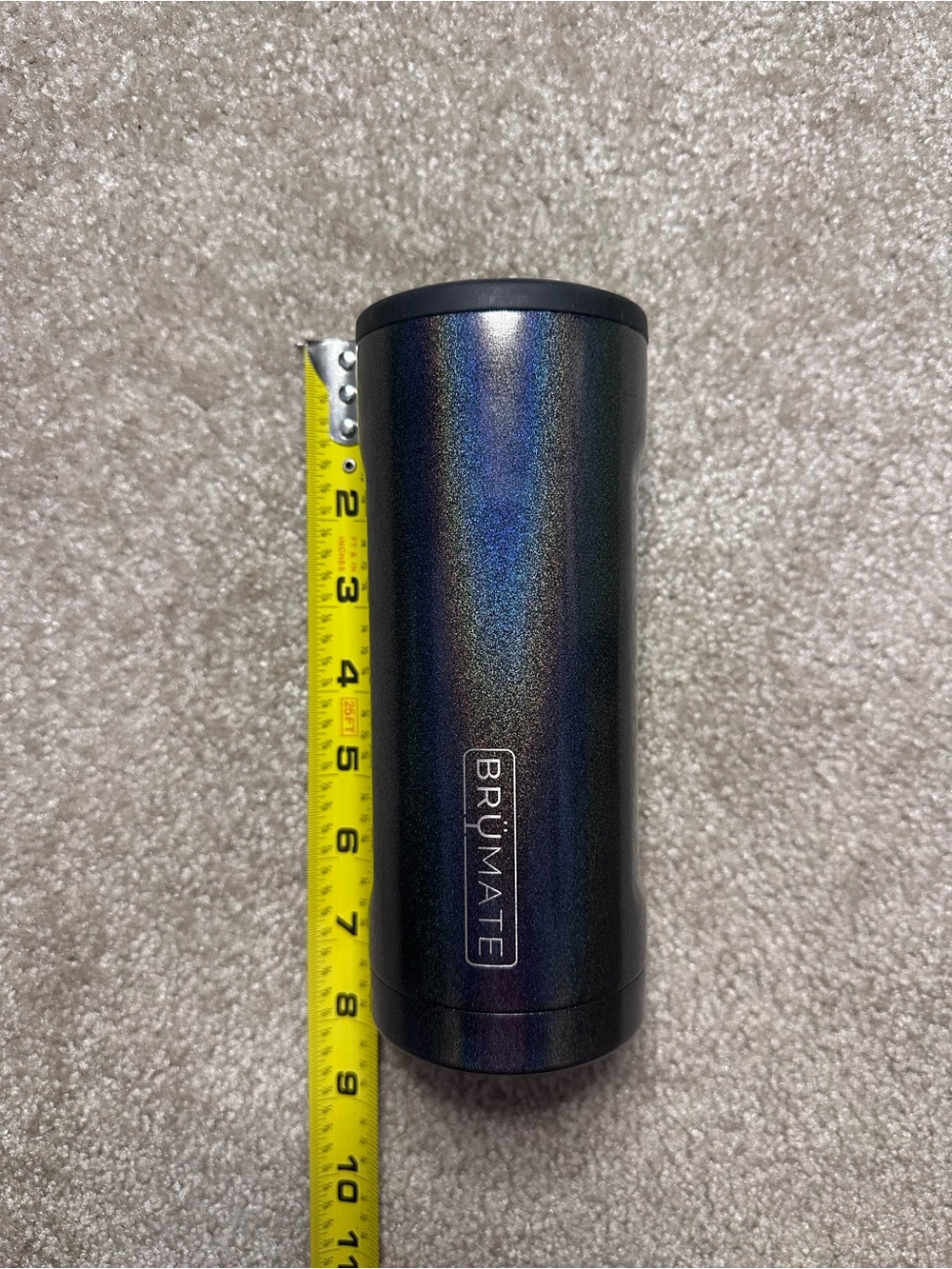 BrüMate Iridescent Black Tumbler, Insulated Portable Slim tall can Koozie